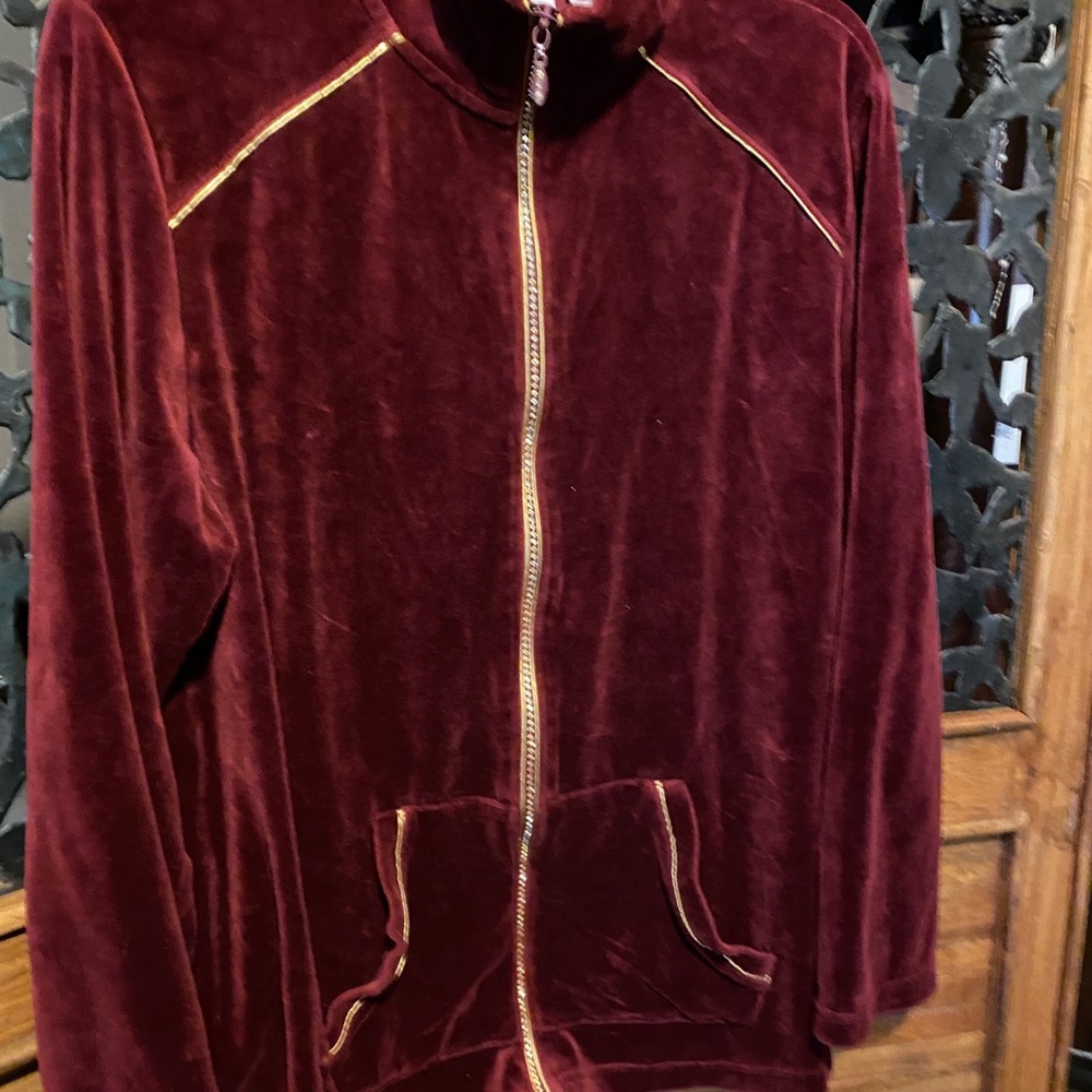 Quacker Factory Velour Track Jacket Rhinestone - Picture 5 of 7